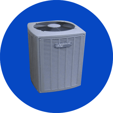 Air conditioner over blue circle